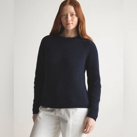 Quince Sweaters - Quince Women’s 100% Organic Cotton Fisherman Crew Sweater Navy Size Large